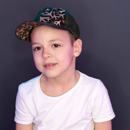 Children's cap for the boy Military, the color is green, Rr. 54-11