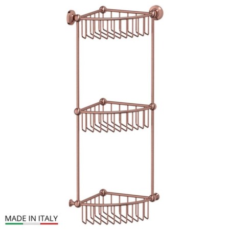 Corner shelf-red, three-tier, width 23 cm, antique copper