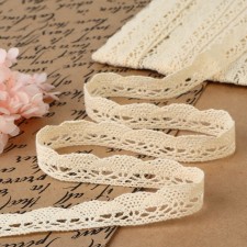 Knitted lace, 20 mm × 15 ± 1 m, beige color