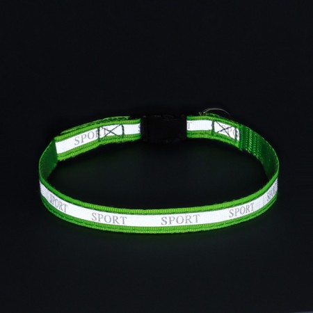 Collar "sport" with a reflective strip, 31 x 1 cm, green-7