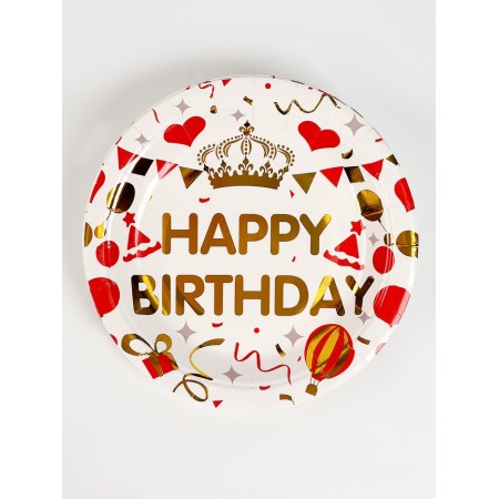 A set of paper utensils "Happy Birthday", 12 pcs., White color-1