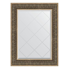 Mirror with engraving in the baguette frame, silver monogram 101 mm, 69x91 cm