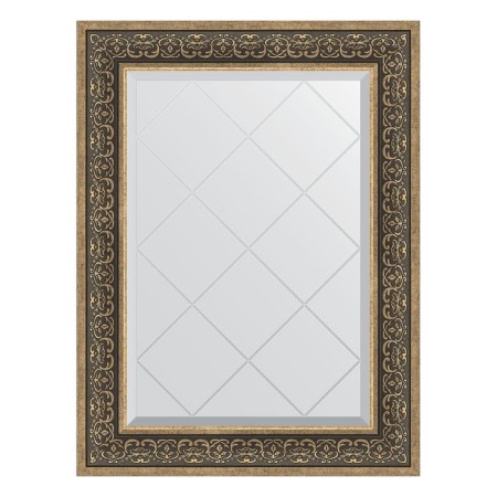 Mirror with engraving in the baguette frame, silver monogram 101 mm, 69x91 cm