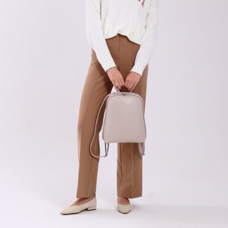 City backpack of artificial leather with lightning, beige color-4