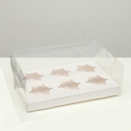 Box for 6 cupcakes, white, 26.8 × 18.2 × 10 cm