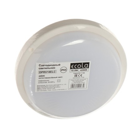 LED LED ECOLA, 18W, 4200K, 220V, IP65, 150x38mm, round, invoice, white-1