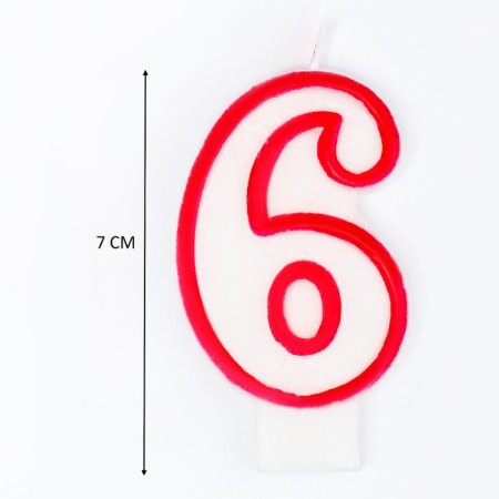 Candle for cake the number "6", tone rim, 7 cm, mix-5