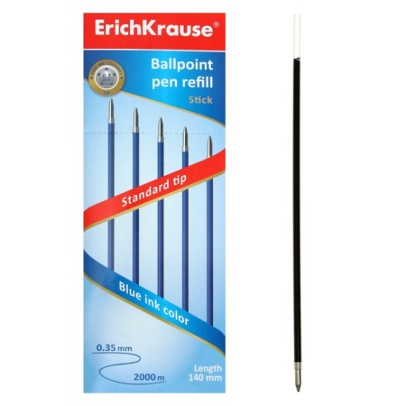 Ballic shaft 0.7 mm, erichkrause, for handles R-301 Stick, 140 mm, blue ink, in ind. packets-4
