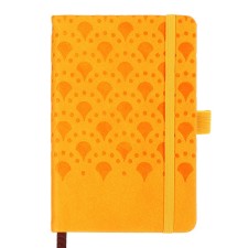 The diary is low, the A6 format, 100 sheets, a cell, the cover of the leatherette to the yellow, on the elastic band 107100