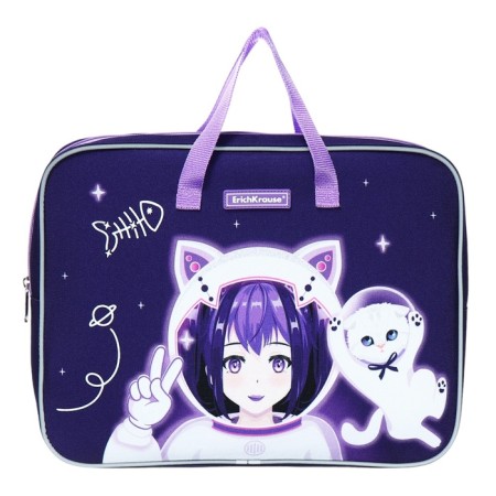 Folder with A4+handles, 360 x 290 x 70 mm, textile, Erichkrause Space Anime 59921