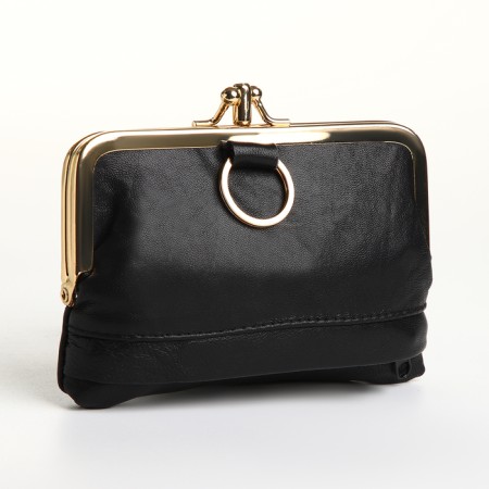Cosmetic bag on farmar, 2 departments, black color