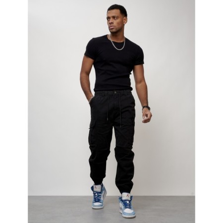 Cargo jeans male, size 44, black color-8