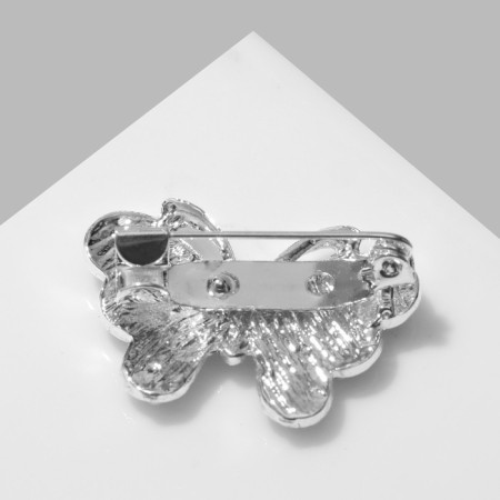Brooch "Butterfly" miniature, white color in silver-1