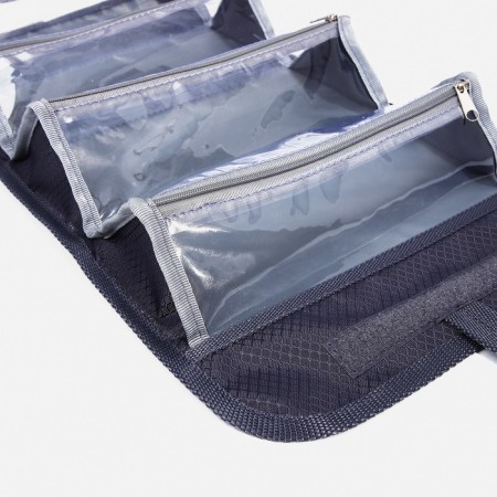 Cosmetic bag, 4 parts on zippers, gray color-3