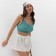 TOP shortened female MIST MUSLIN size l, col. turquoise