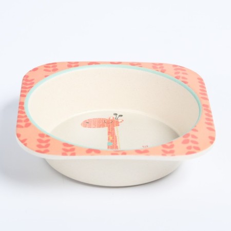 A set of children's bamboo dishes "Giraffe", a plate, a bowl, a glass, devices, 5 items-3