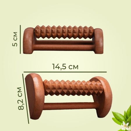 Feet massage "Drum", 1 video with spikes, wooden, 14.5 × 8.2 × 5 cm-2
