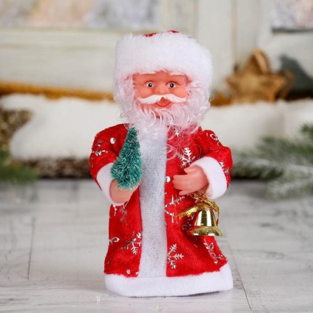 Santa Claus "Long fur coat, with a Christmas tree" 17 cm