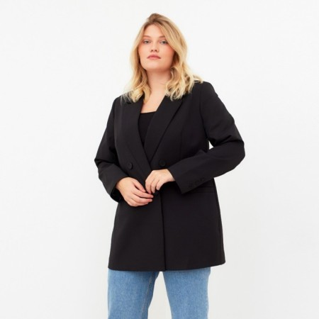 Jacket female double-breasted Mist Plus-Size, size 58, black color-4