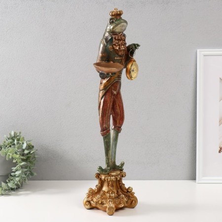Polystone candlestick with a clock "Frog in the crown" 17x14.5x57.5 cm-1