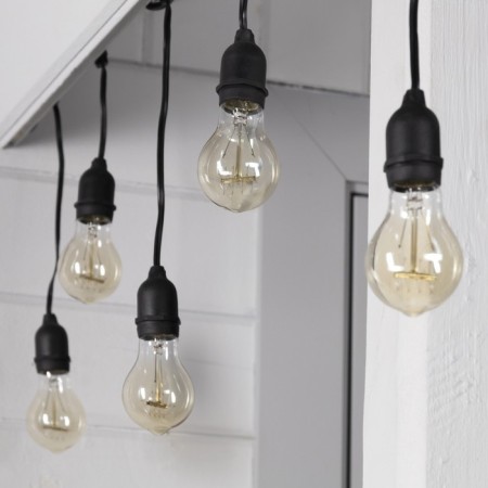 Girland "Retro BelT-LIT" with overhangs 10 and 20 cm, 10 m, IP54, UMS, 2W, dark thread, step 50 cm, E27 (without lamps), 220 V-1