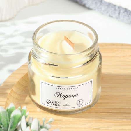 Aromatic candle made of soy wax in a bank, 75 g, cinnamon-1