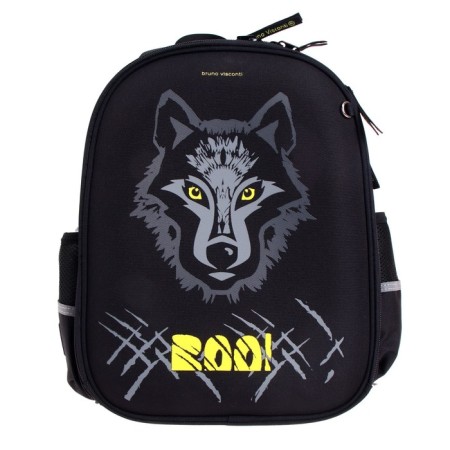 Frame backpack 36 x 28 x 17 cm, Bruno visconti "The look of the beast. Wolf"-2