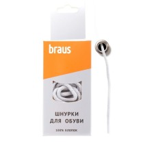 Шнурки Braus, тонкие, белые, 75 см