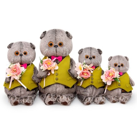 Soft toy "Basik in the vest and with a bouquet", 22 cm-3