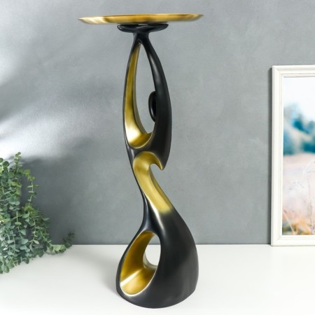 Souvenir Polystone stand "Abstraction. Bends" black with gold d = 30 cm 70x23x21 cm-4