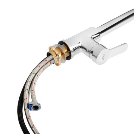 Kitchen mixer Zein Z1300, one -rod, retractable spout, brass, color chromium-9
