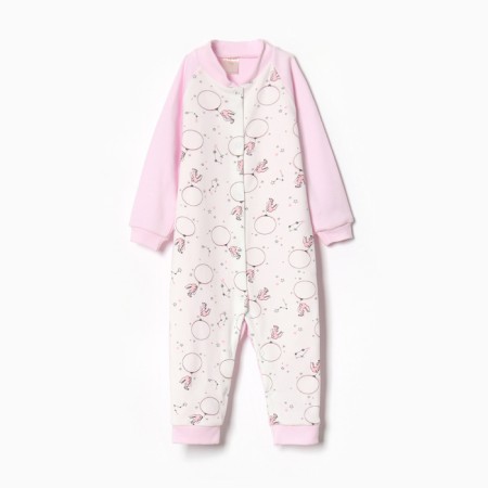 Details for children with open legs, pink color/hares, height 74