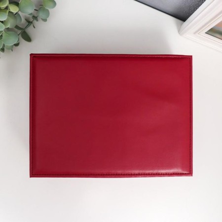 Casket to the leatherette for jewelry "Red matte" 9x23x17 cm-3