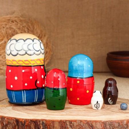 Nesting doll "Turnip", plot, 6 puppet, 16 cm, mix-9