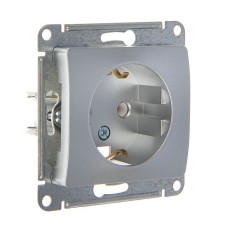Glossa socket Sche GSL000343, 16 A, single, hidden, with salary, aluminum color