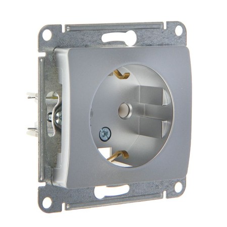 Glossa socket Sche GSL000343, 16 A, single, hidden, with salary, aluminum color