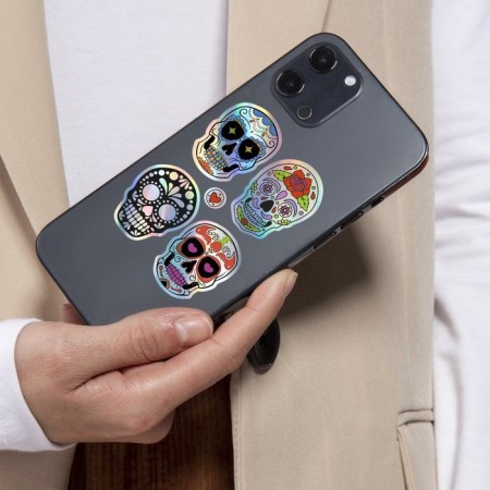 Holographic stickers (stickers) "Skull" 10x15 cm, 5-210-4