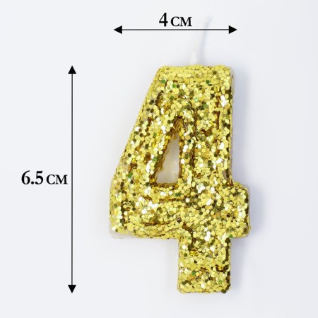 Candle in the cake "Squeezes", number "4", gold, 6.5x4-1