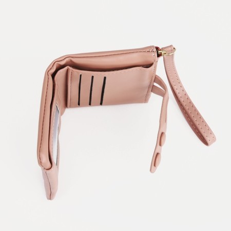 Women's wallet on the button, pink color-2