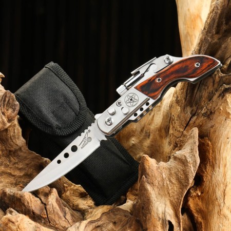 The knife of the folding "gun" is 17.4cm, the blade is 75mm/1.3mm, with the flashlight-2