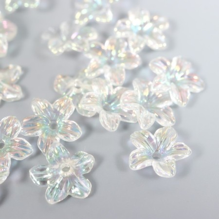 Beads for creativity plastic "Flower" set 25 pcs Transparent mother -of -pearl 1.1x1.1 cm