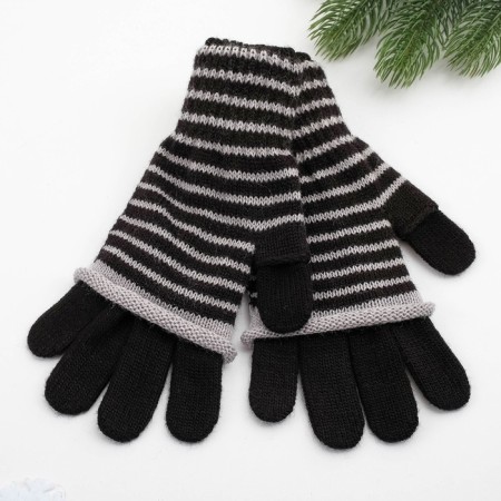 Female gloves, black color, size 18-1