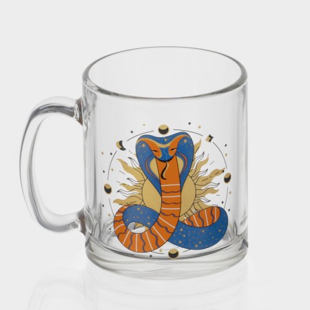 New Year's glass tea mug "Mystical snakes", 320 ml, mix-1