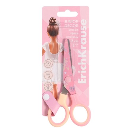 Baby scissors 13 cm Erichkrause "Junior Decor Pointes" with print on blades, blister-5