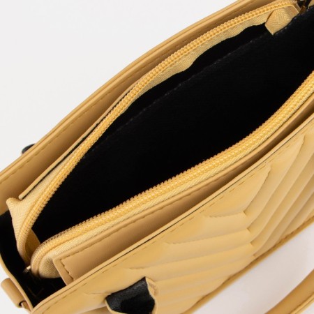 Bag Women's Tout with zipper, long belt, yellow color-2