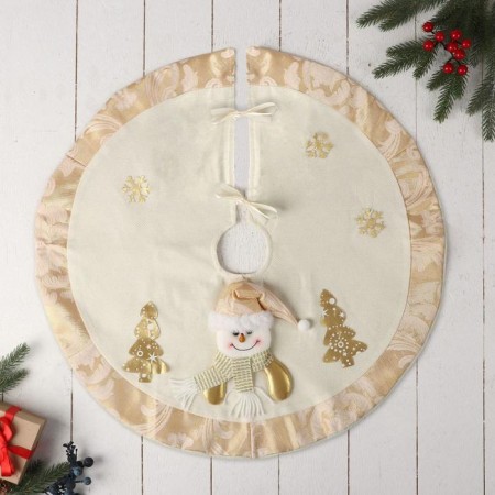 A clearing under the Christmas tree "Snowman and Christmas trees" D-57 cm, white-golden-1
