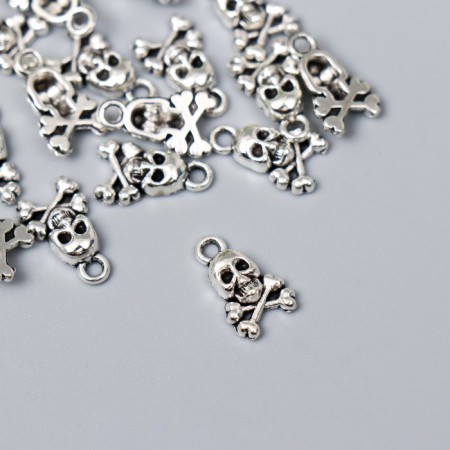 Decor Metal for creativity "Skull with bones" silver G057B566 set 25 pcs 1.3x0.8 cm