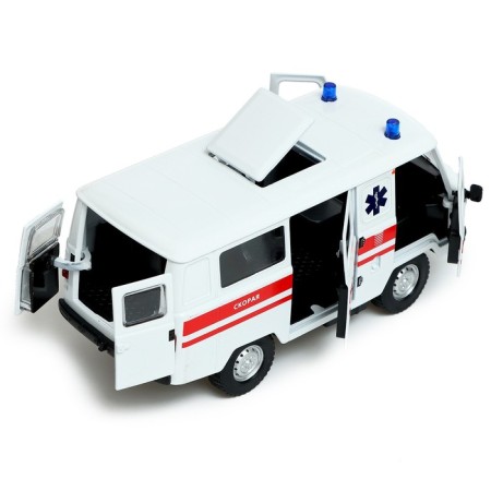Metal machine "UAZ 3962. Ambulance", inertia, 1:24, light and sound-4
