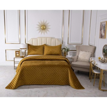 A set with a veil "Nathaniel", size 160x220 cm, 50x70 cm, mustard color