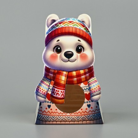 Folding box with the Northern Bear window, 9 x 14.7 x 6 cm, New Year-2